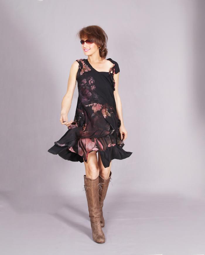 'a secret garden' layered silk floral dress/tunic