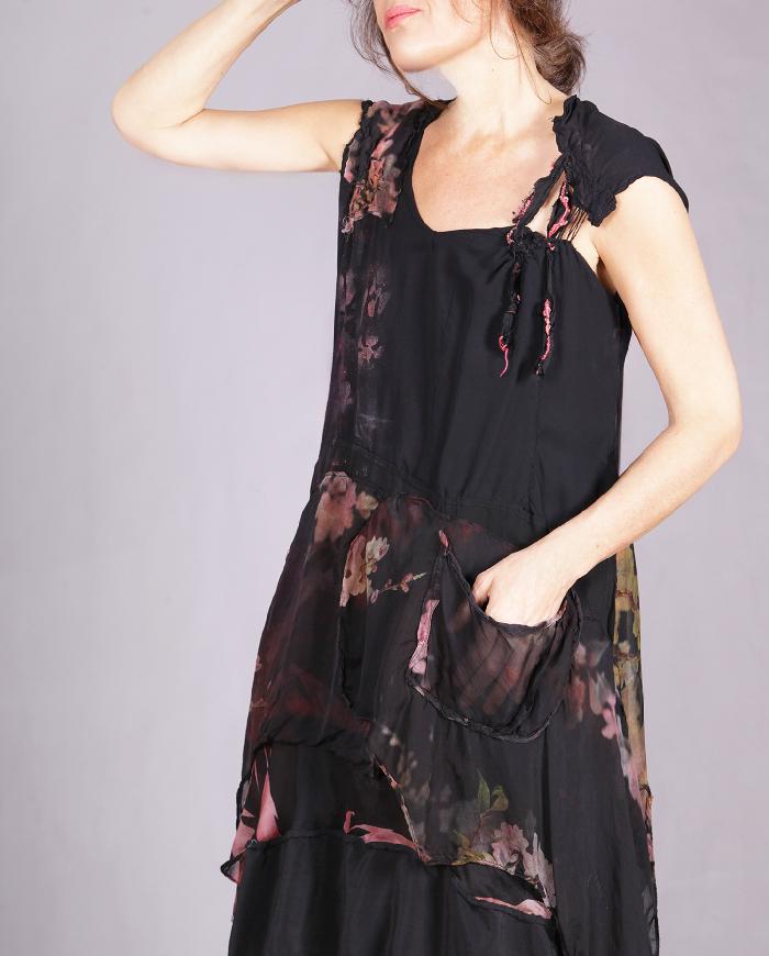 'a secret garden' layered silk floral dress/tunic