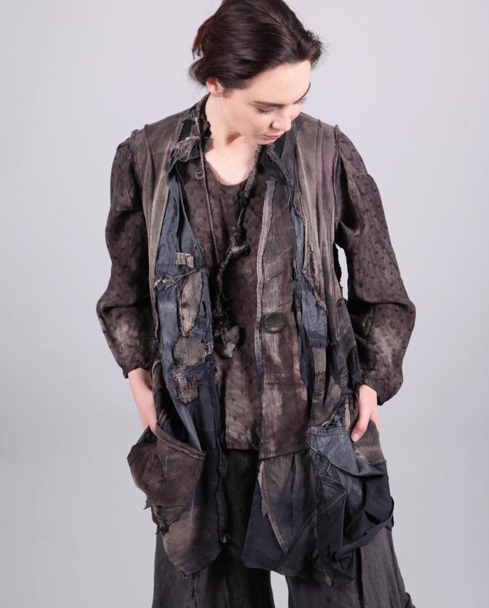 'artfully vested' detailed mixed fabrics vest