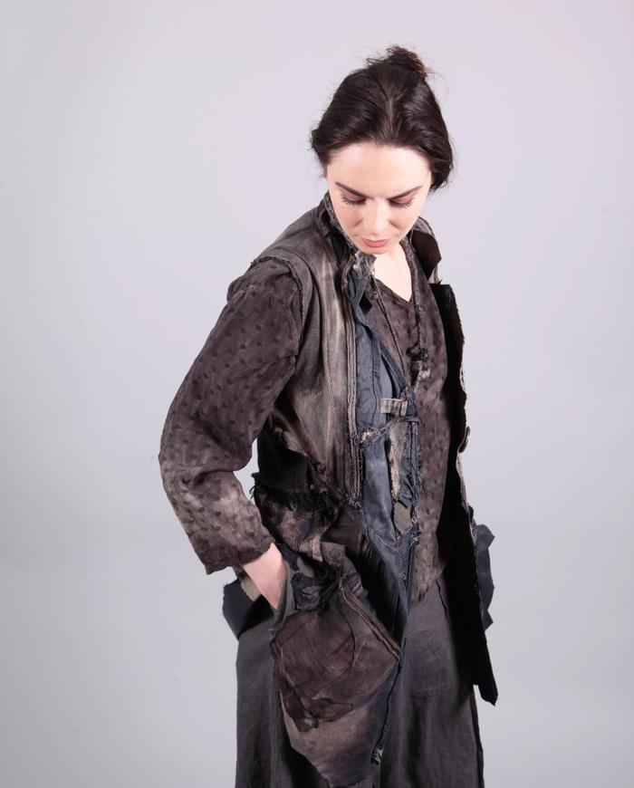 'artfully vested' detailed mixed fabrics vest