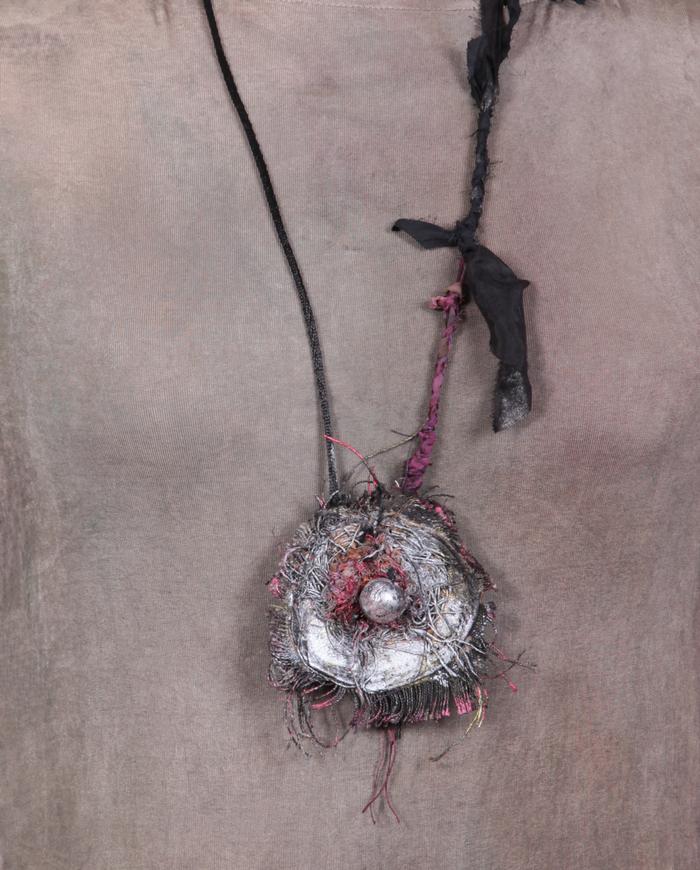'nest in the sun' mixed media pendant necklace