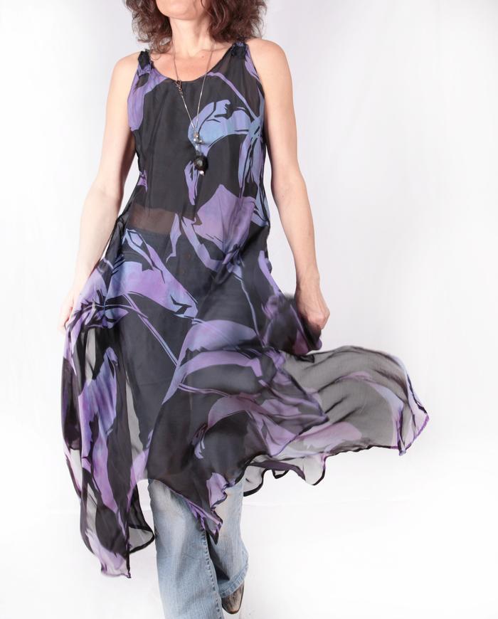 'gone with the wind' sheer silk petal dress
