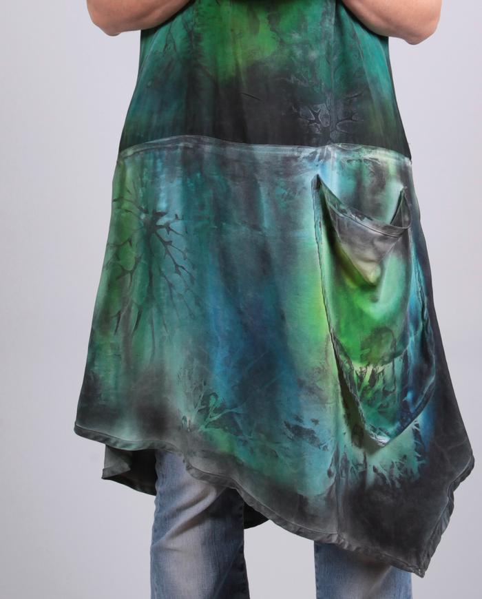 'forest whispers' hand-painted boho silk art tunic