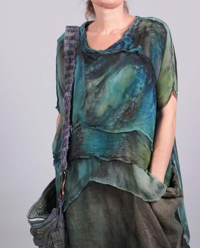 'butterfly wing layers' billowy silk top