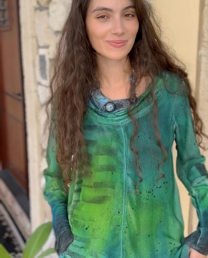 'key lime pie' silk crepe long sleeve top