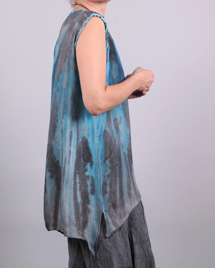 'aim for the sky' heavenly blue hand-painted silk top