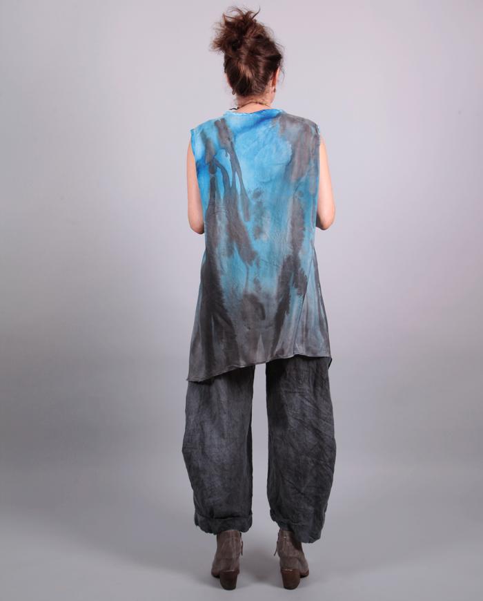 'aim for the sky' heavenly blue hand-painted silk top