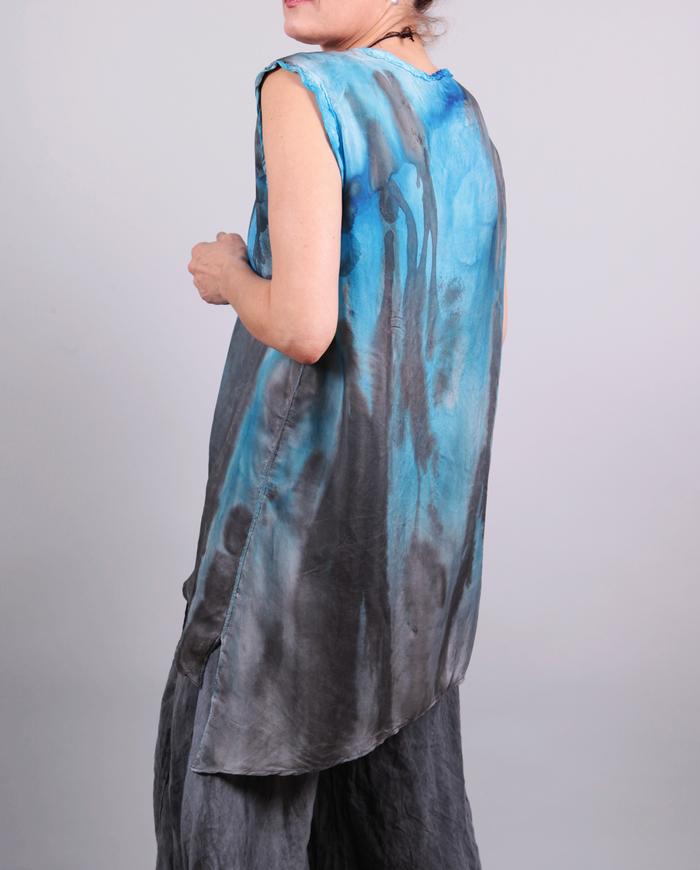 'aim for the sky' heavenly blue hand-painted silk top