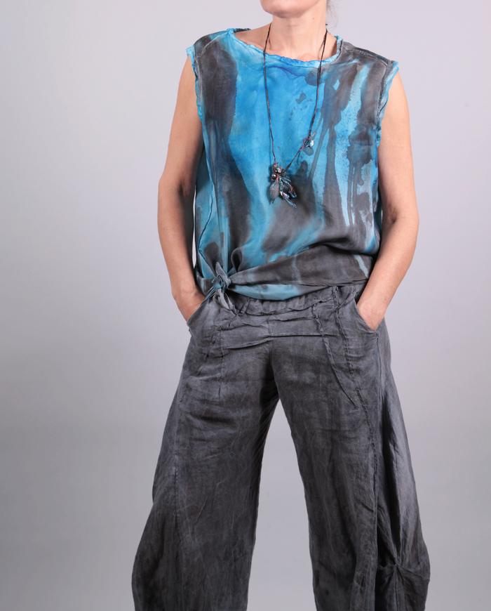 'aim for the sky' heavenly blue hand-painted silk top
