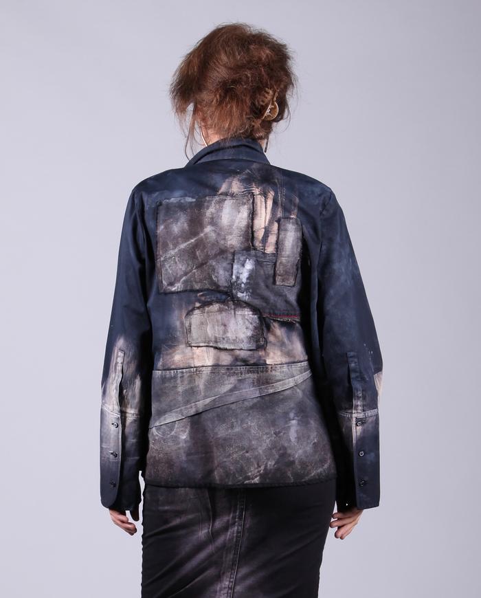 Full Size Distressed Button Up Jacket main image 1