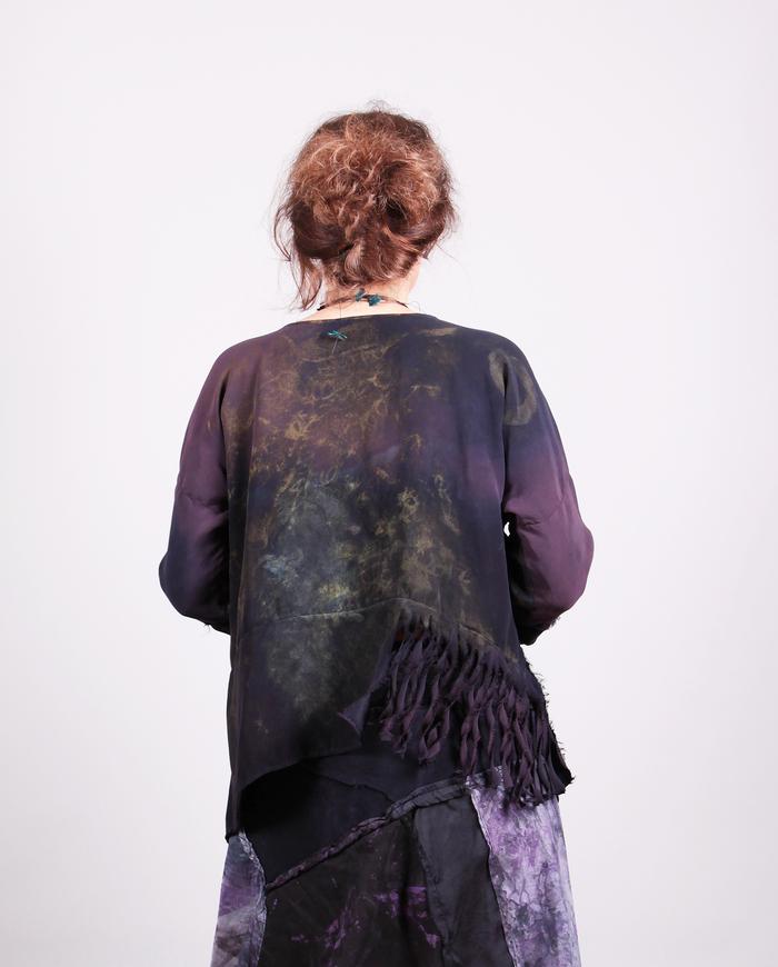 'in the shadows' deep purple top with fringe