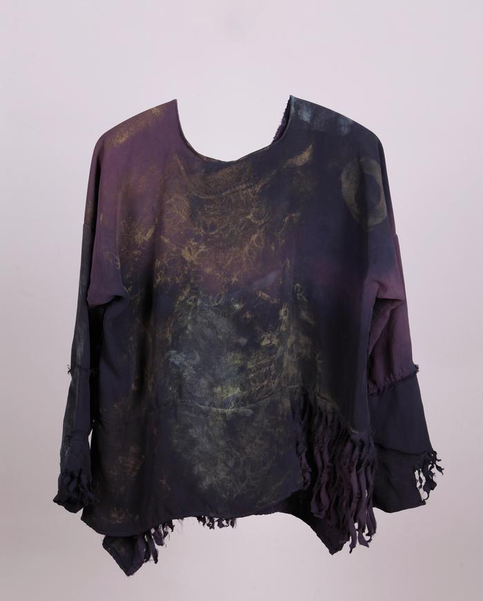 'in the shadows' deep purple top with fringe