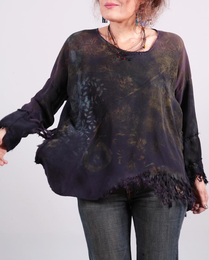 'in the shadows' deep purple top with fringe