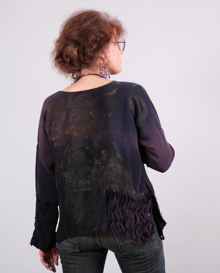 'in the shadows' deep purple top with fringe