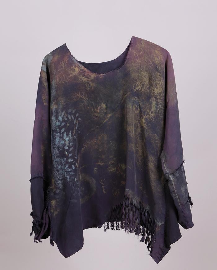 'in the shadows' deep purple top with fringe