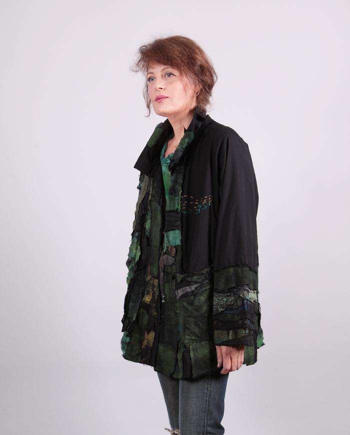 'ode to nature's greens' highly detailed oversized jacket