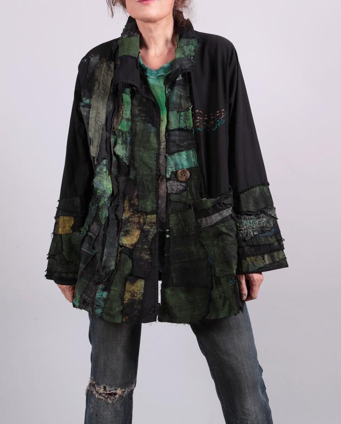 'ode to nature's greens' highly detailed oversized jacket