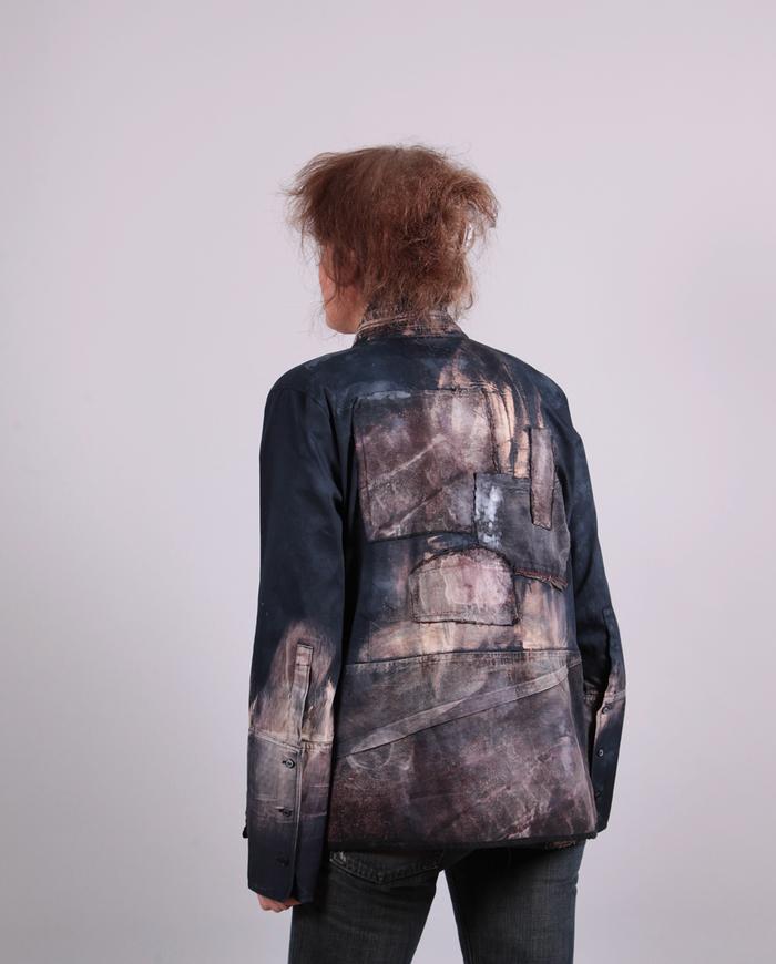'cubist earthen-wear' abstract painting-to-wear jacket