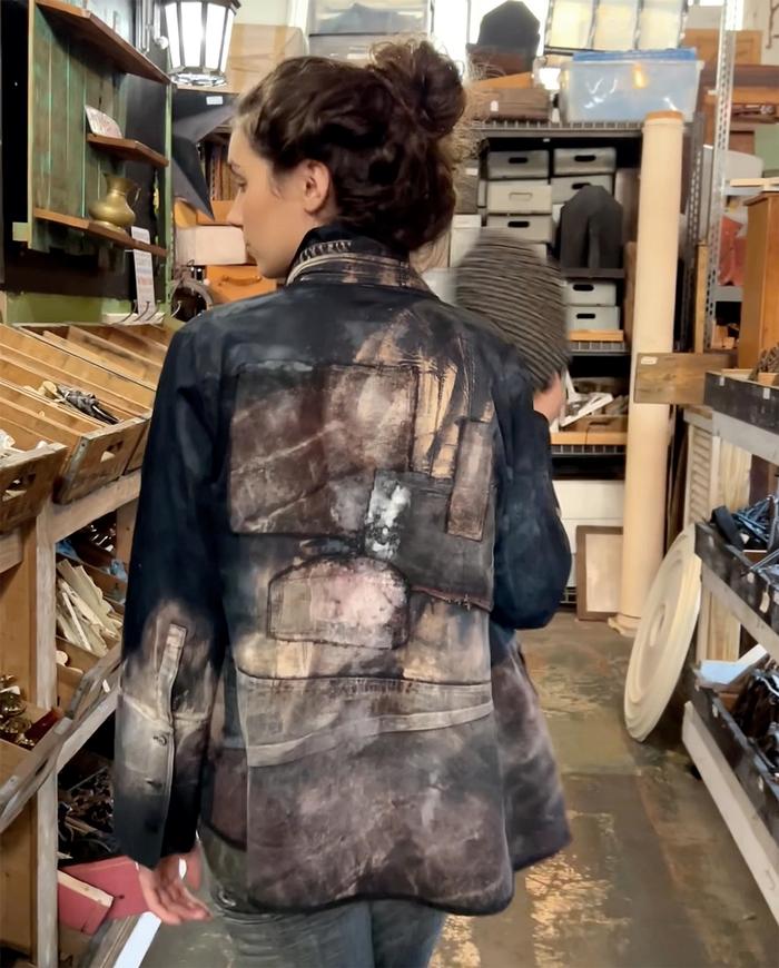 'cubist earthen-wear' abstract painting-to-wear jacket