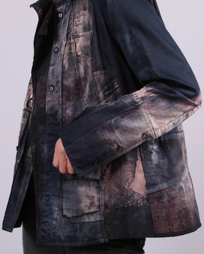 'cubist earthen-wear' abstract painting-to-wear jacket