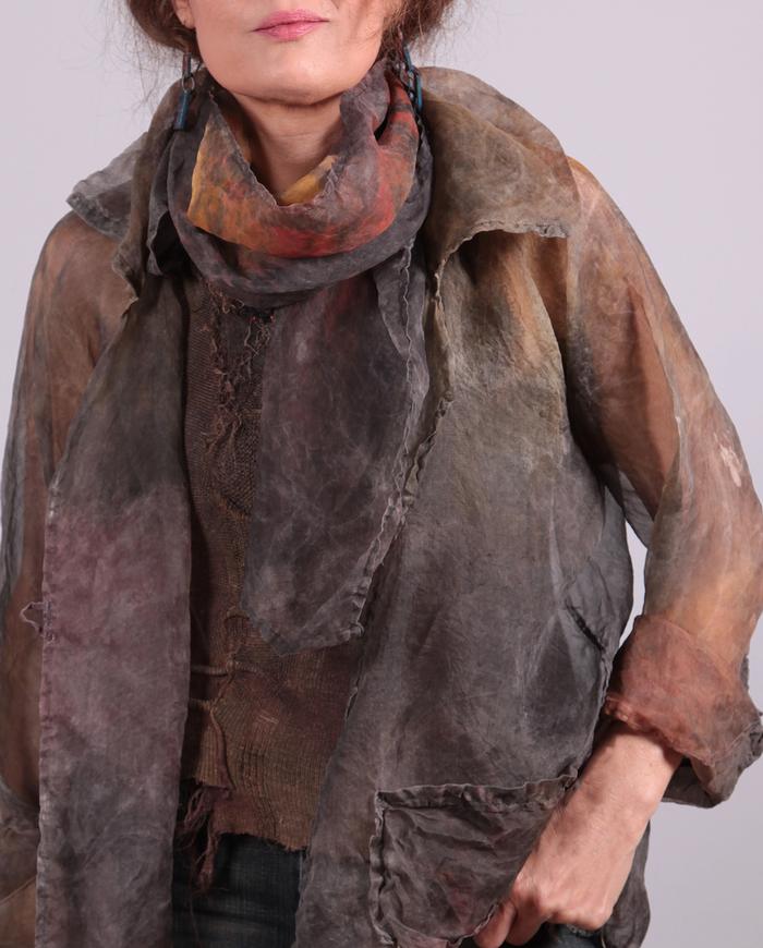 'wrapped in gossamer' distressed silk organza jacket with scarf