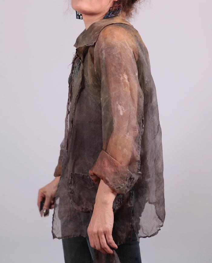 'wrapped in gossamer' distressed silk organza jacket with scarf