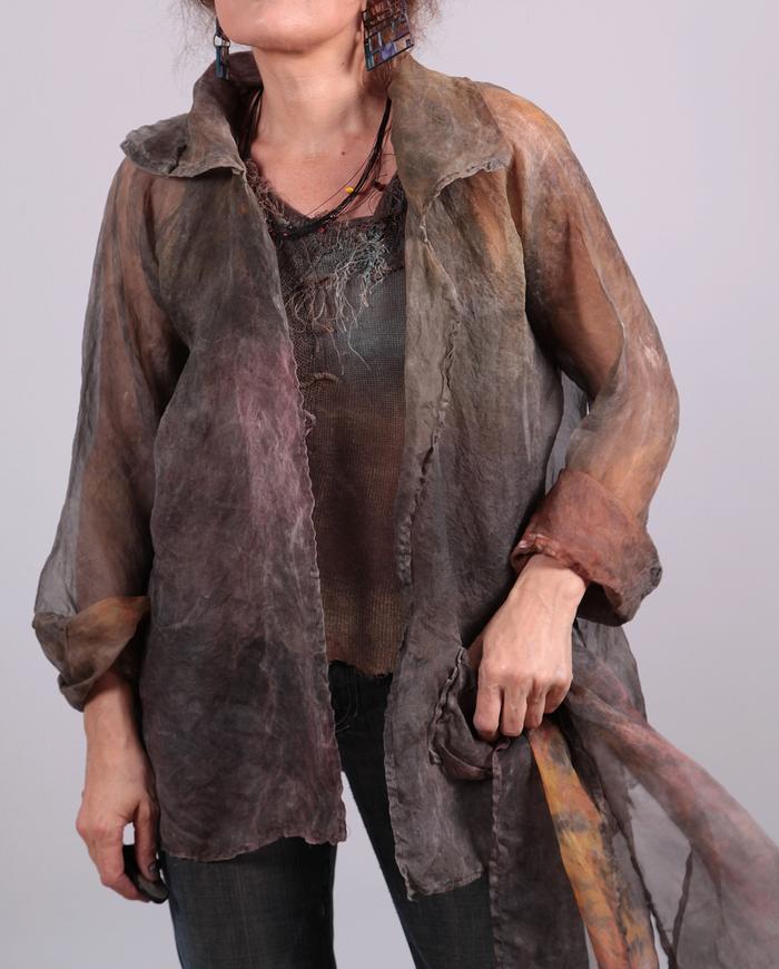 'wrapped in gossamer' distressed silk organza jacket with scarf