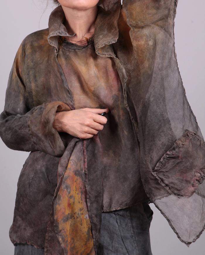 'wrapped in gossamer' distressed silk organza jacket with scarf