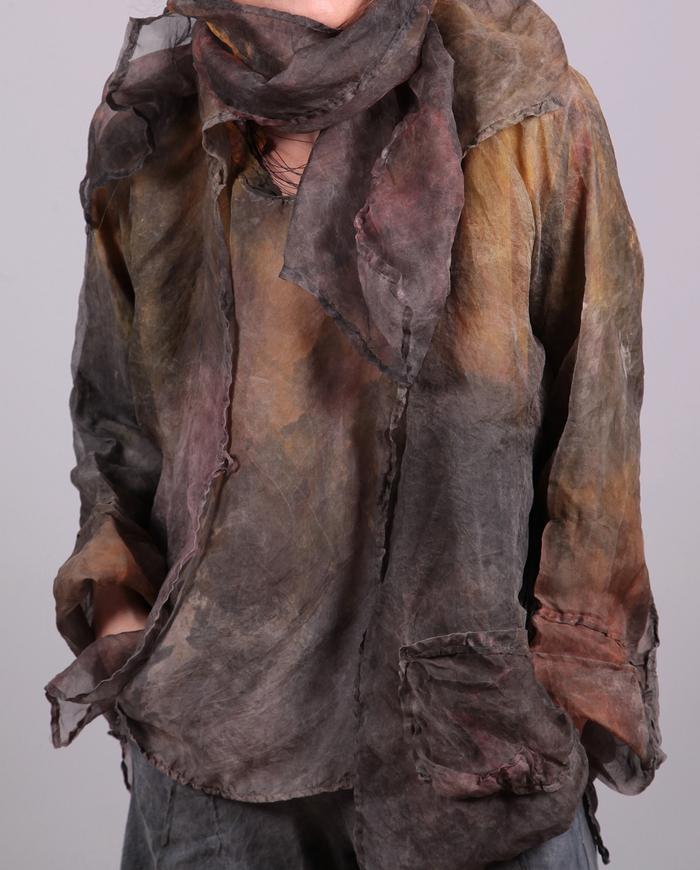 'wrapped in gossamer' distressed silk organza jacket with scarf