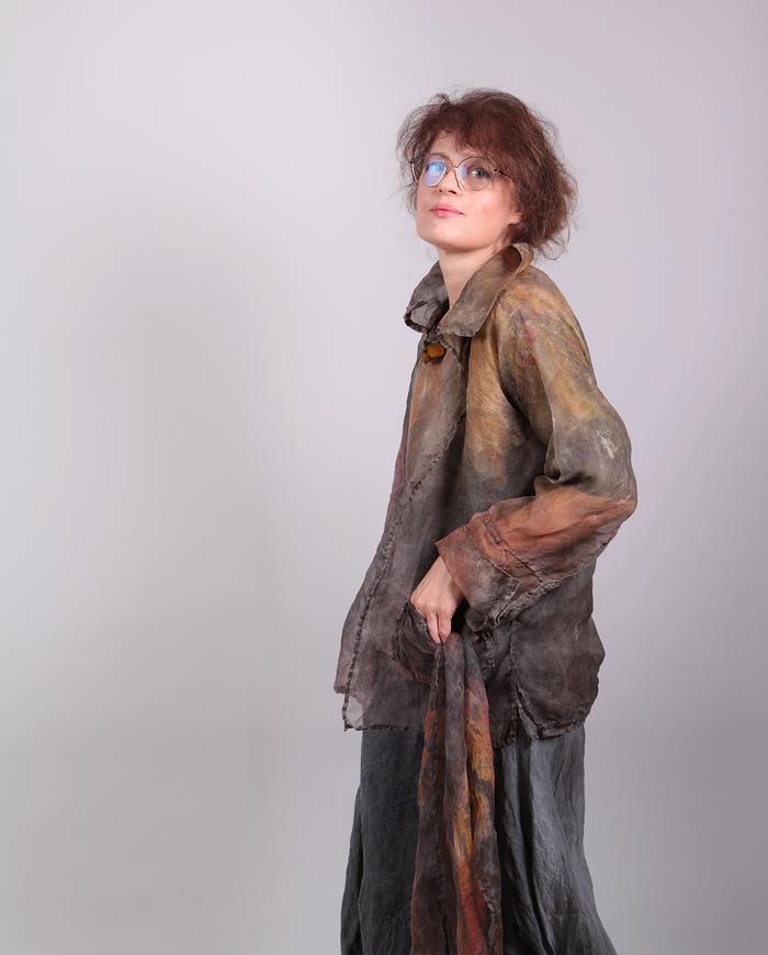 'wrapped in gossamer' distressed silk organza jacket with scarf