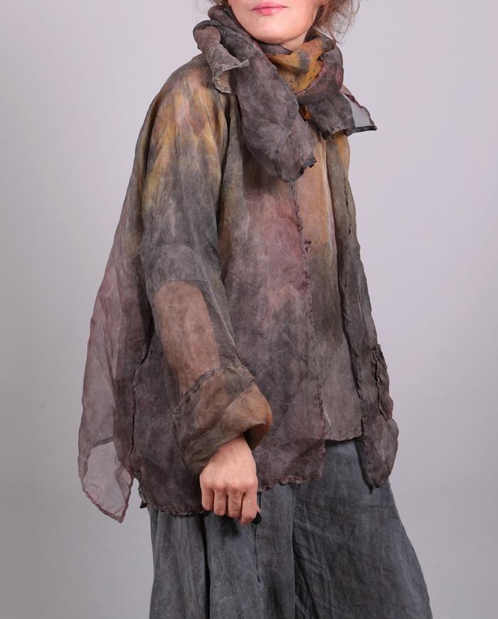 'wrapped in gossamer' distressed silk organza jacket with scarf