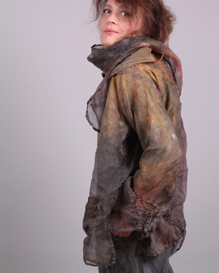 'wrapped in gossamer' distressed silk organza jacket with scarf