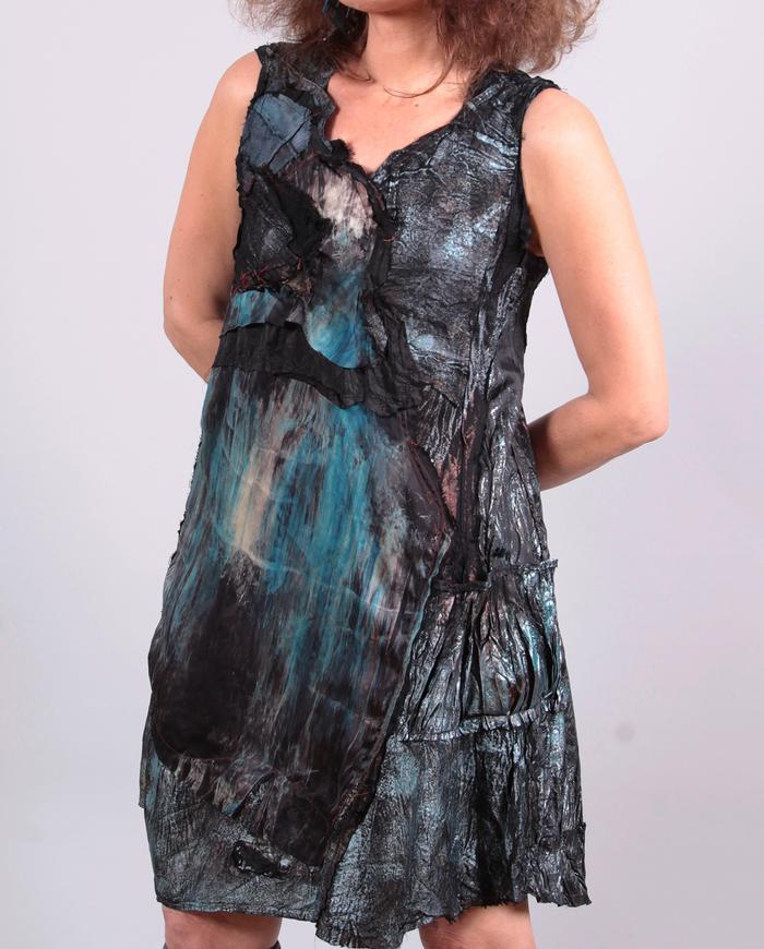 'floating on a river' textured silk dress
