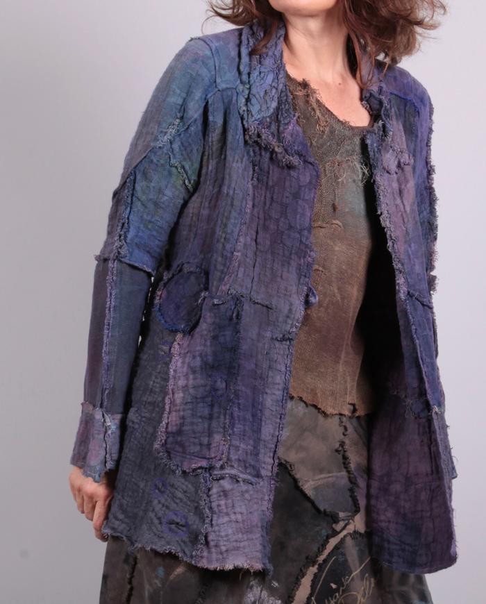 'ripples and pebbles' highly textured pieced-together art jacket