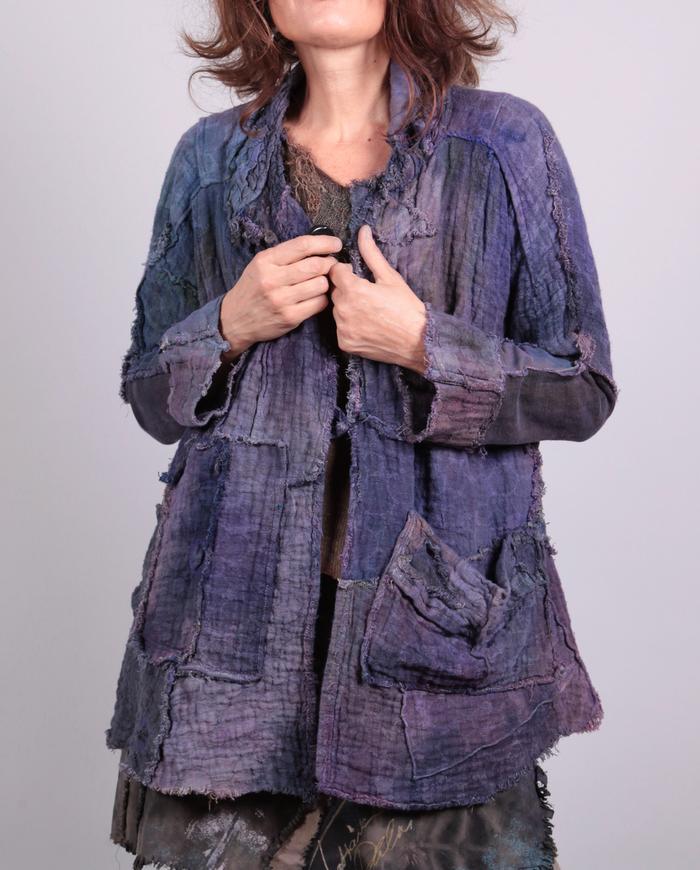 'ripples and pebbles' highly textured pieced-together art jacket