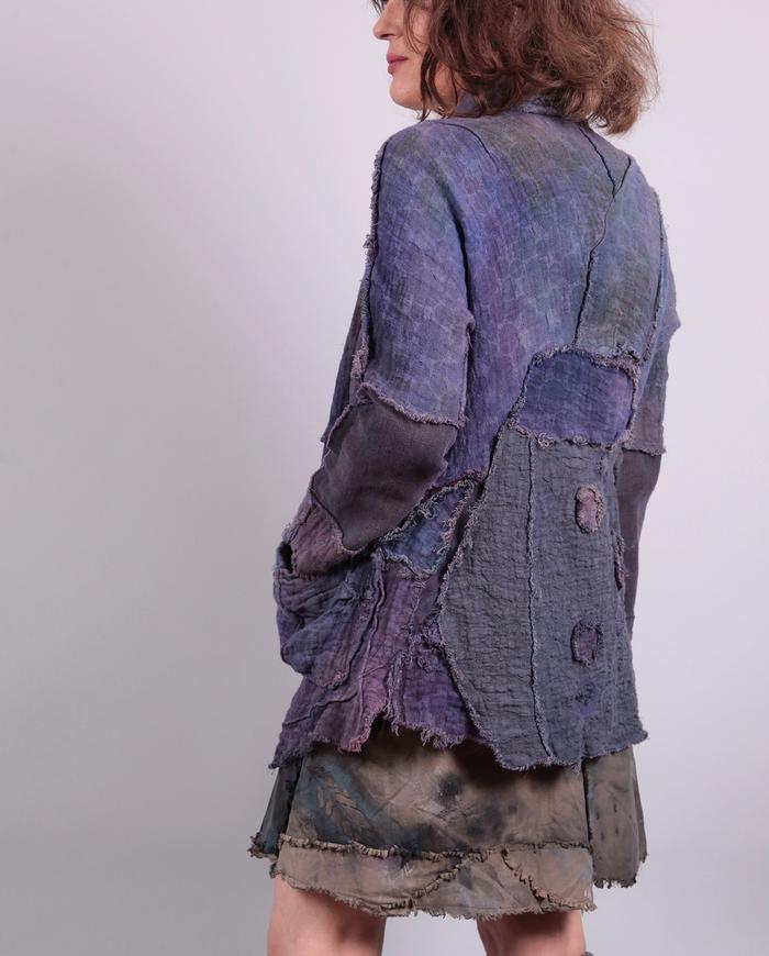 'ripples and pebbles' highly textured pieced-together art jacket