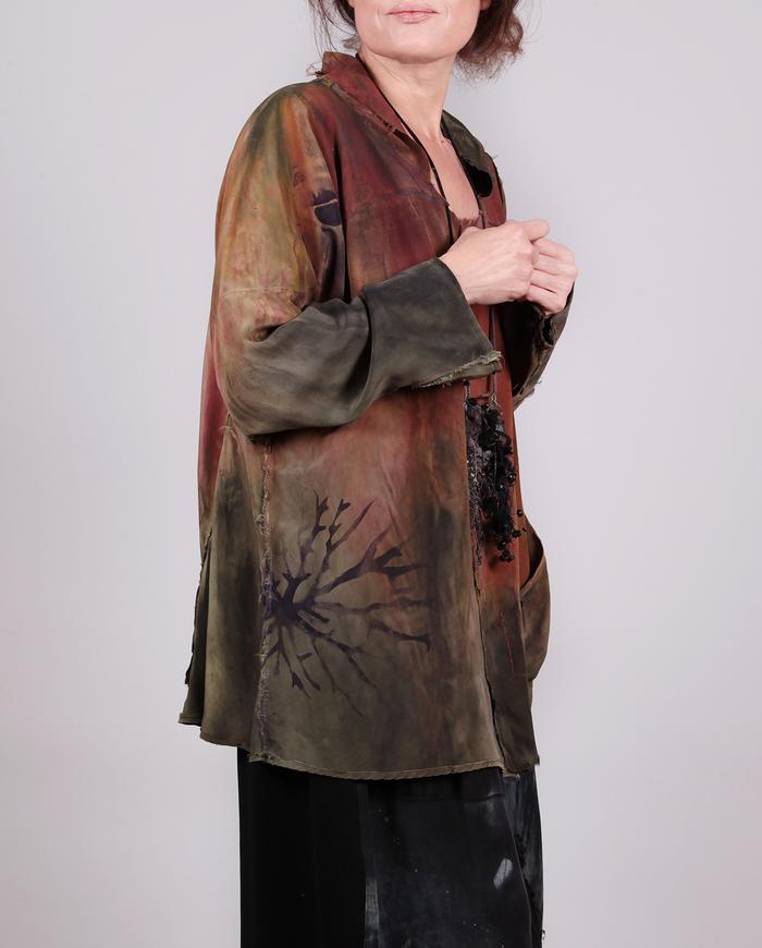 'swooshing leaves' fall palette silk tunic