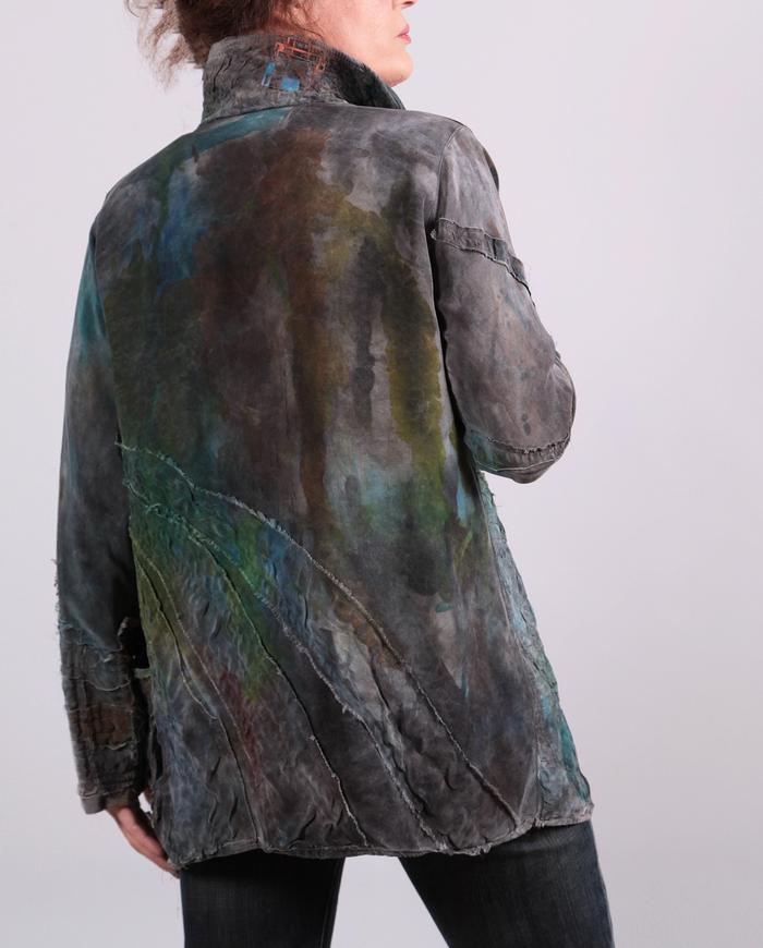 'liquid gems' detailed silk crepe jacket