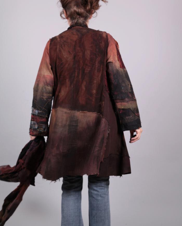 'fall's soft touch' mixed fabrics fiber art jacket