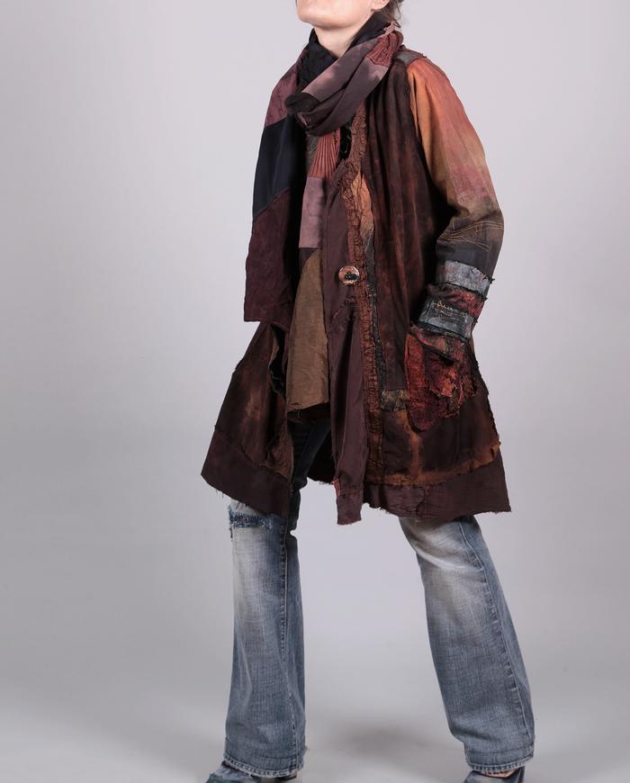 'fall's soft touch' mixed fabrics fiber art jacket