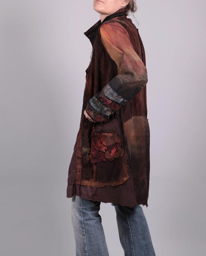 'fall's soft touch' mixed fabrics fiber art jacket