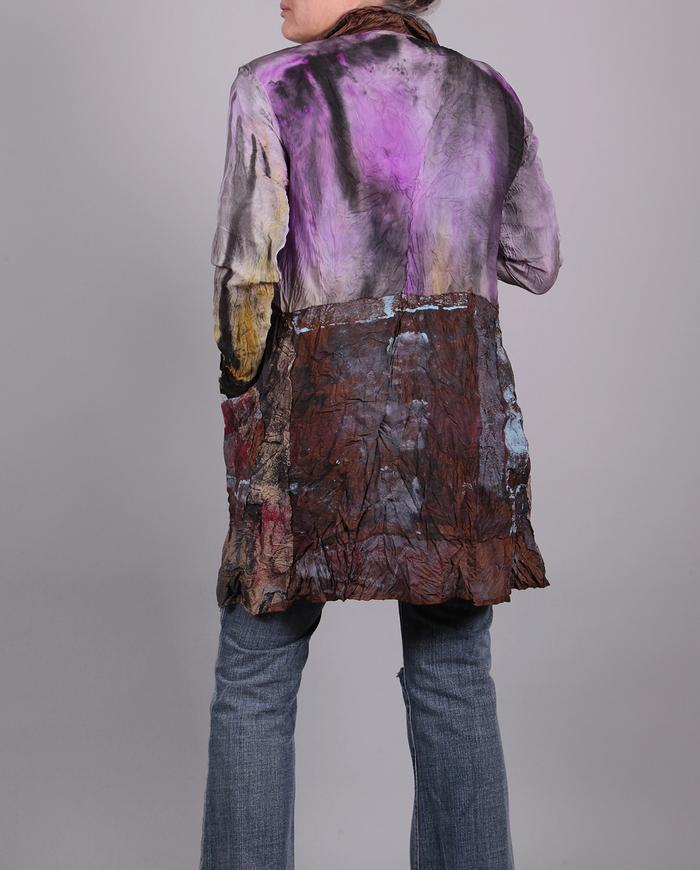 'crinkle up the color' mixed silks hand-painted jacket