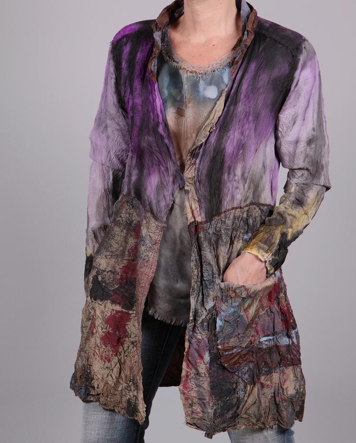 'crinkle up the color' mixed silks hand-painted jacket