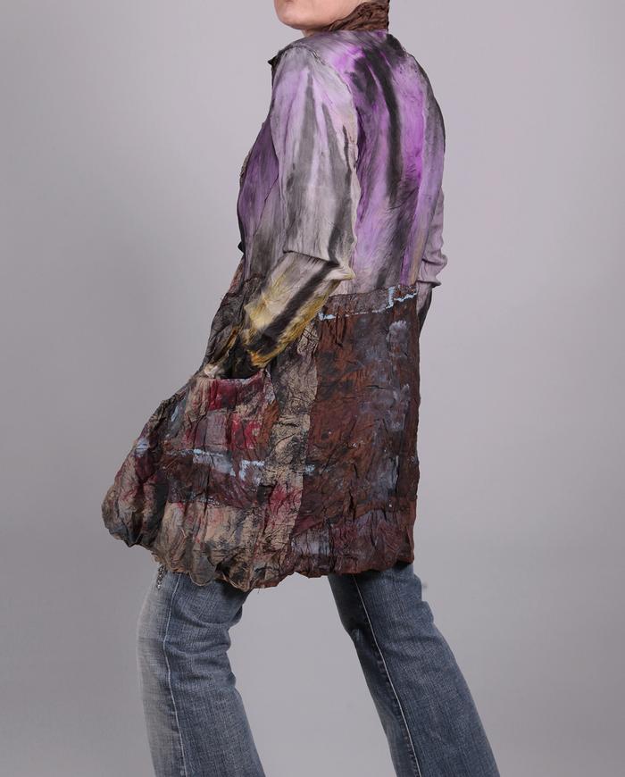 'crinkle up the color' mixed silks hand-painted jacket
