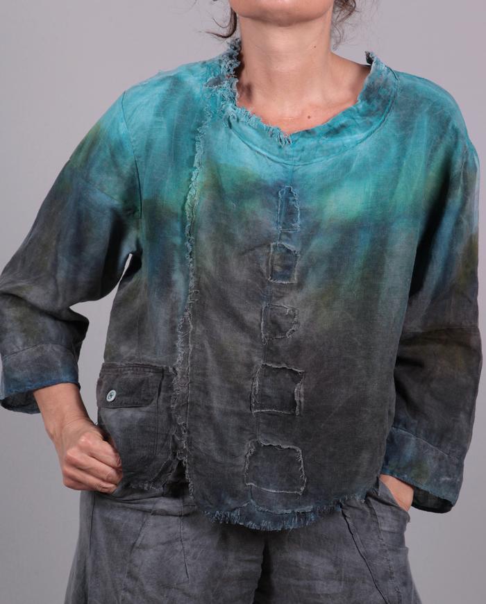 'dreaming of the ocean' short Belgian linen hand-painted top