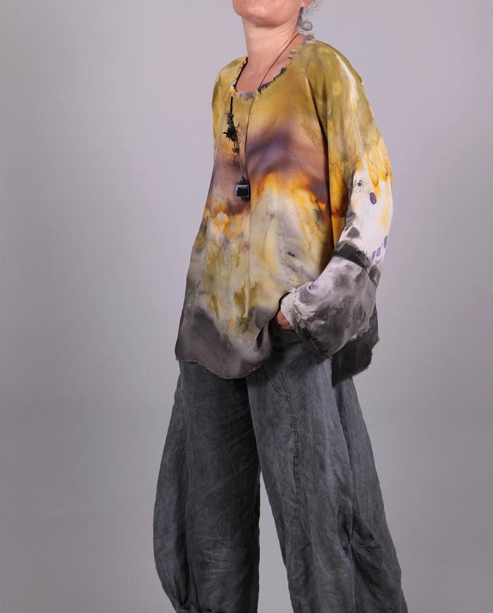 'sailor's sunset' lightweight silk crepe blouse