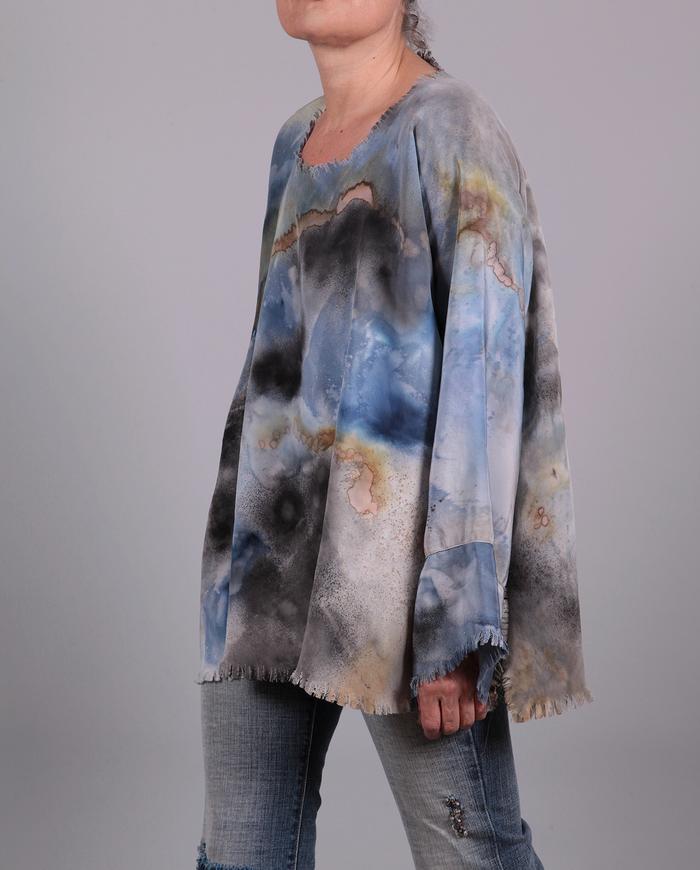 'undisturbed dreaming' loose-fitting hand-painted silk top