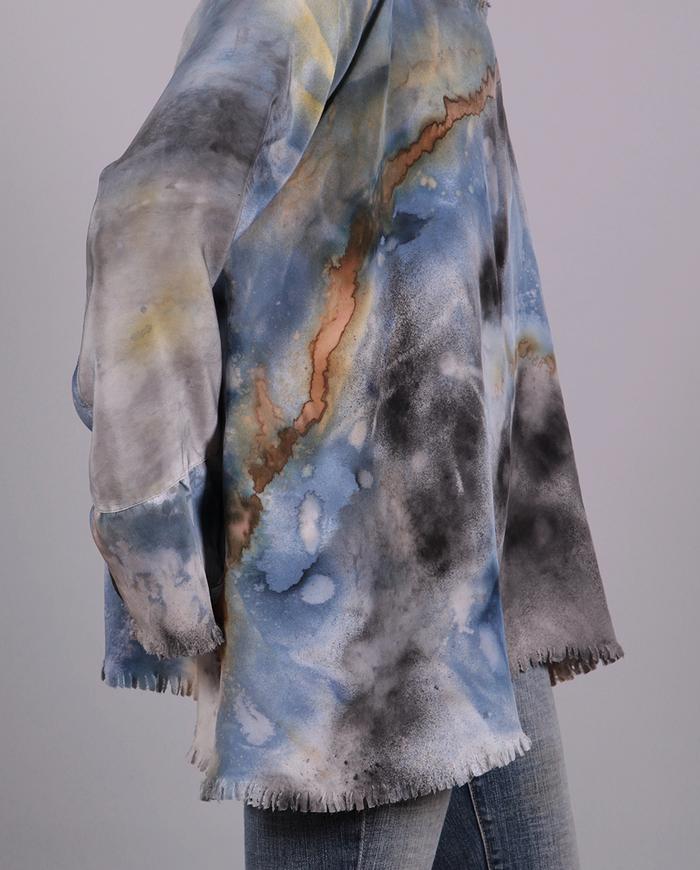 'undisturbed dreaming' loose-fitting hand-painted silk top