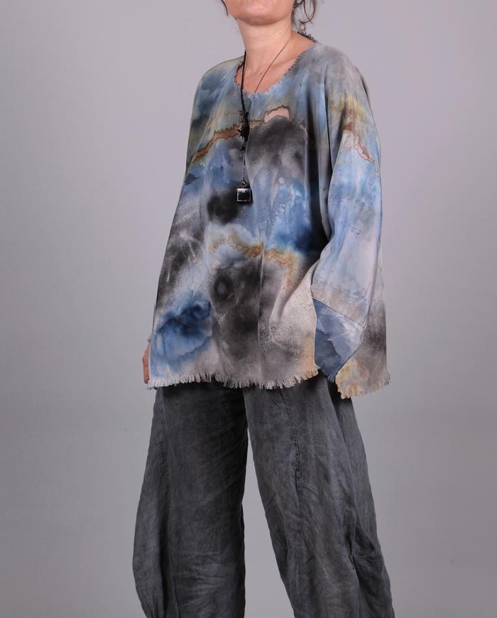 'undisturbed dreaming' loose-fitting hand-painted silk top