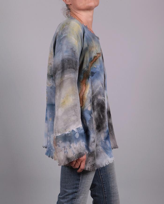 'undisturbed dreaming' loose-fitting hand-painted silk top